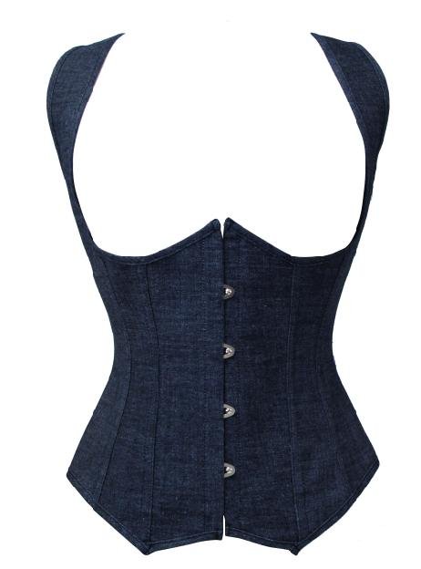 Free shipping, wholesale sexy denim underbust corset, body shaper, strap corset,plus size corset