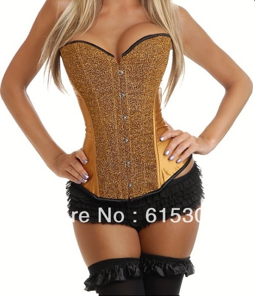 Free shipping Wholesale Sexy Gold corset lingerie Corset bustier underwear