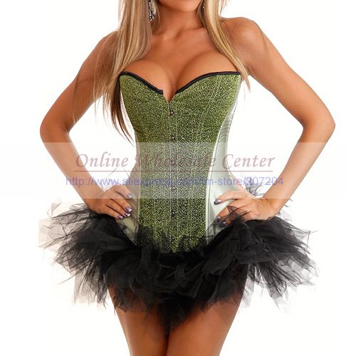 Free shipping Wholesale Sexy Green corsets lingerie Corset bustier underwear Match mini Skirts push up