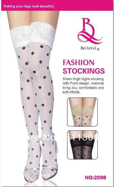 Free shipping wholesale Sexy Lady Long Stocking, white color with red heart, 88% nylon, 12% Spandex 2012