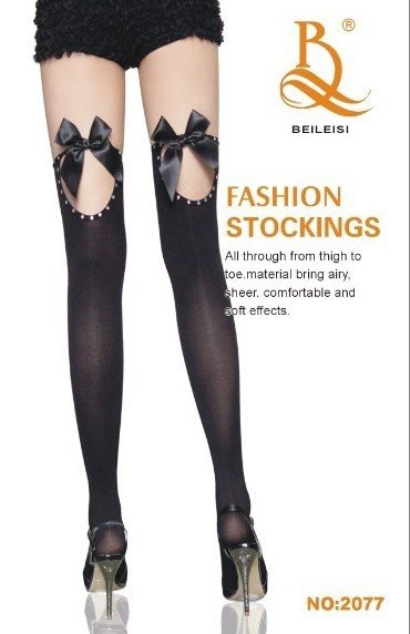 Free shipping wholesale sexy long lady stocking  6 pieces/lot, black color, 88% nylon 12% Spendex 2077