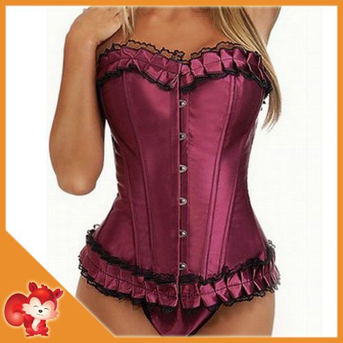 Free shipping Wholesale Sexy Purple lingerie Overbust Moulin Rouge burlesque costume Sequin Zipper Corsets S-XL push up