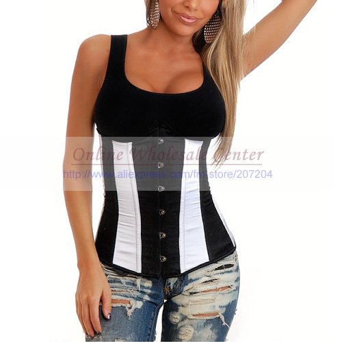 Free shipping Wholesale SEXY Slim Black&white Underbust corset lingerie Corset bustier Sexy underwear Outwear corset Shapper