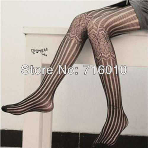 free shipping wholesale slim vertical bar pattern sexy fishnet pantyhose Non open-crotch pantynose Tights leggings pantihose 226