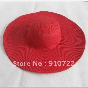 Free Shipping Wholesale Straw Beach hat Straw Sun hat with Big floppy Brim 35 pcs/lot