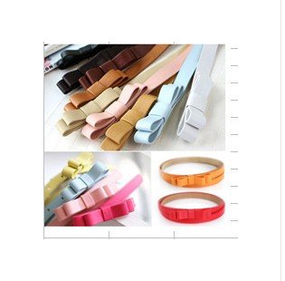 Free Shipping Wholesale,Sweet Little Princess Bowknot Thin Belt, fashion pu leather belt for woman