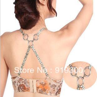 Free Shipping!!!Wholesale three metal circles sexy straps for bra,fashion leopard women shoulder strap#AC02
