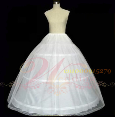 Free Shipping -Wholesale White Petticoat 3-Hoop 2-Layer Crinoline Wedding Underskirt Bridal Dress Slip