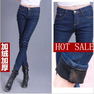 [ FREE SHIPPING +WHOLESALE] Winter New Arrivals Women's  Thickening Jeans ,Warm Cotton-Padded Pants  For Women