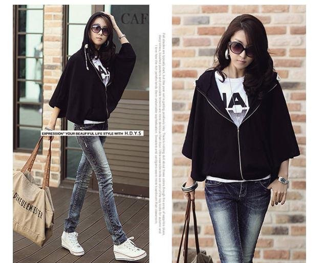 Free shipping wholesale woman denim jacket bat casual knitted jacket for autumn