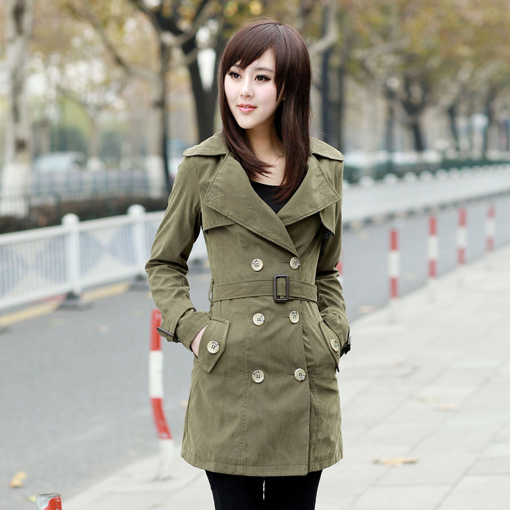 Free shipping wholesale Women's spring and autumn long-sleeve slim turn-down collar  Windbreaker 211