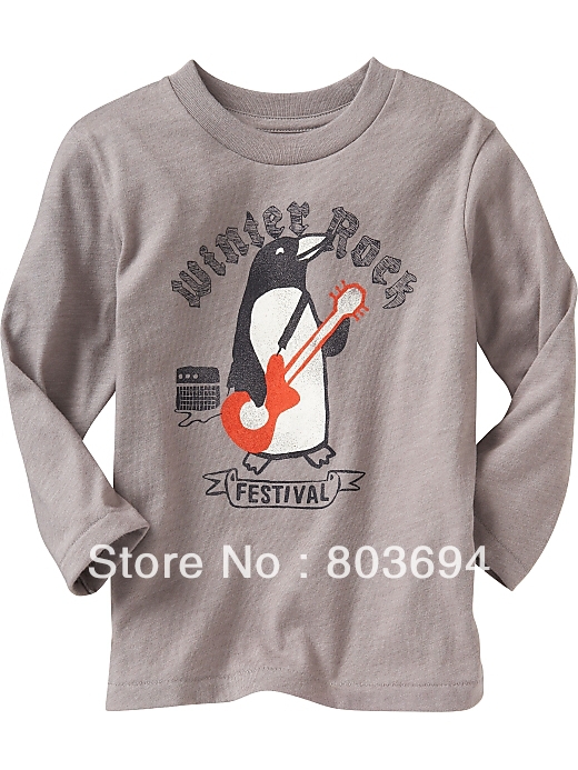 Free shipping wholesales! Children long sleeve t shirt baby "winter rock" top 5pcs/lot wear BT-114