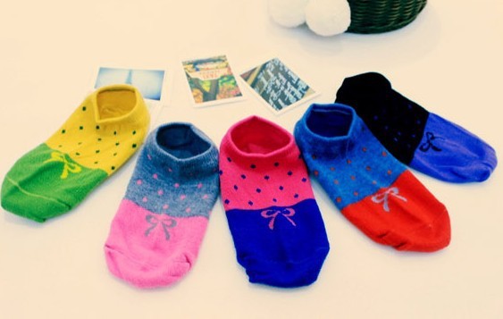 Free Shipping Wholesales Korea Cute Butterfly Knot Pentacle  Dot Socks FC12131