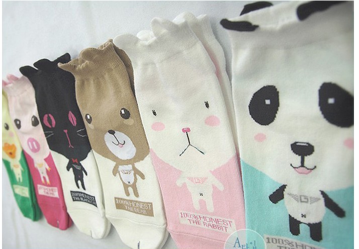 Free Shipping Wholesales Korea Cute Cartoon  Cotton Women Socks Ship Socks FC12121