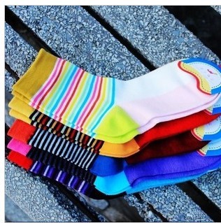 Free Shipping Wholesales Korea Cute Rainbow Stripe Color  Ladies Socks FC12195
