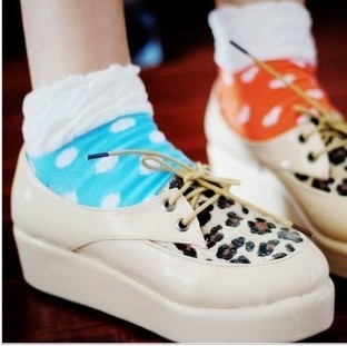 Free Shipping Wholesales Korea Cute Summer Candy Color  Dot  Export Lace Socks FC12130