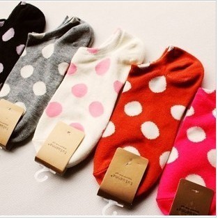 Free Shipping Wholesales Korea Spring And Summer Cute Polka Dot Lace Cotton Socks Ship Socks FC12134