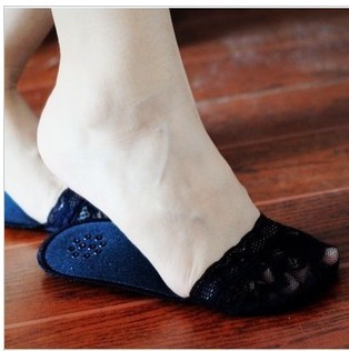 Free Shipping Wholesales New Arrival Korean Lace Cotton Stocking High Heels Foot Pad FC12223
