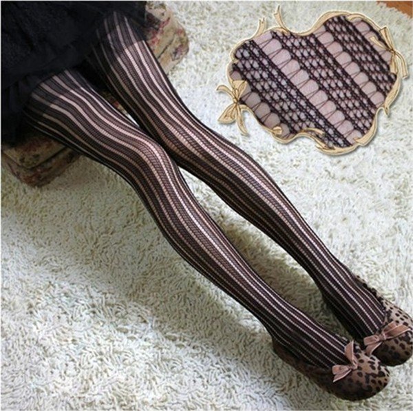 free shipping --wholsale Sexy charming women's silm vintage style vertical striped grid stockings Moldbaby retail