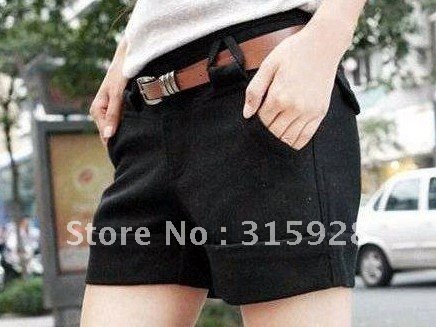 Free shipping Wild curling in waist woolen shorts boots pants 6006 women's shorts