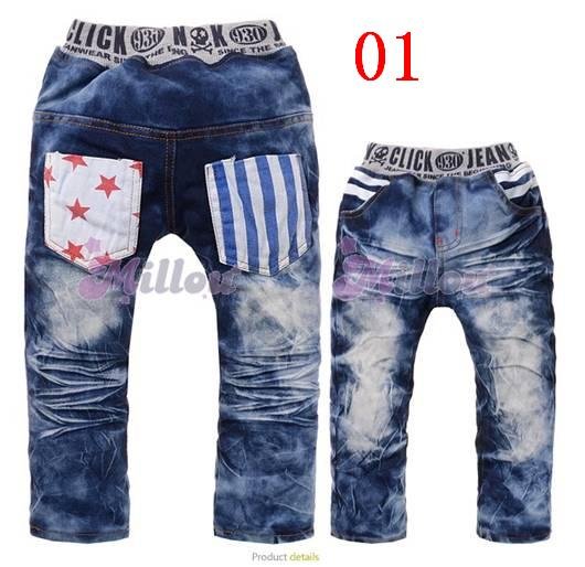 Free shipping Winter 2012 latest thickening boy girls/kids jeans pants, fashion stars, pure cotton children trousers