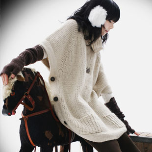 free shipping Winter 2012 plus size clothing long design turtleneck women's knitted sweater outerwear loose wholesale