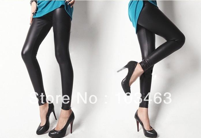 Free Shipping Winter-antumn European New Arrival Sexy Women's Leggings Fashion Fux Leather Slim Black Pants VL6