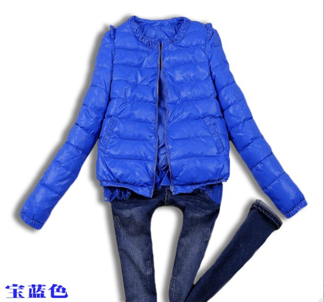 Free shipping! winter candy color lace patchwork wadded jacket coat women's cotton-padded jacket short design thickening cotton