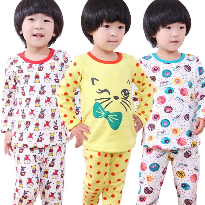 Free shipping  winter  child plus velvet thickening underwear child thermal underwear set TF10