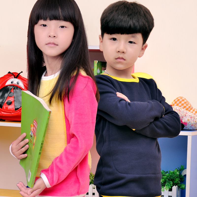 Free shipping  winter child thermal underwear set plus velvet thickening golden flower thermal underwear F-5118