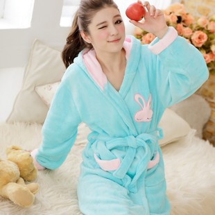 Free Shipping Winter coral fleece gentlewomen sleepwear bathrobes thickening robe sweet lounge