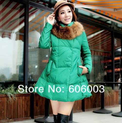 free shipping  Winter down jacket heavy hair collar. Upset female grow a down jacket maternity dress
