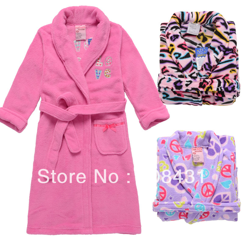 free shipping winter fancy children bathrobe girls boys Sleepwear robe comfortable baby coral fleece