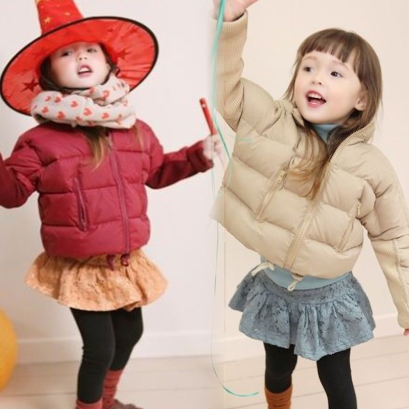 free shipping Winter fashion all-match short design cotton-padded jacket female child turtleneck outerwear children's clothing