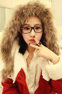 Free shipping winter fashion fur collar cotton red coat women Wholesale/Retail