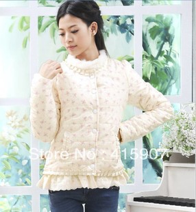 Free shipping!Winter Fashion Small broken flower cotton-padded clothes Three size Two colors