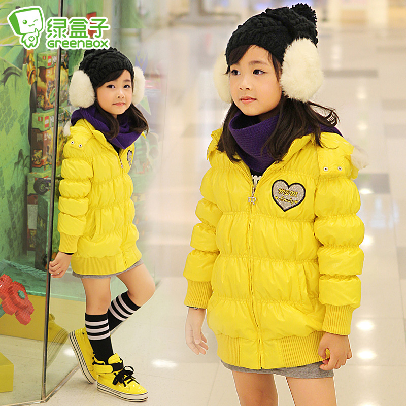 Free Shipping Winter green box children's clothing female child down coat child down outerwear