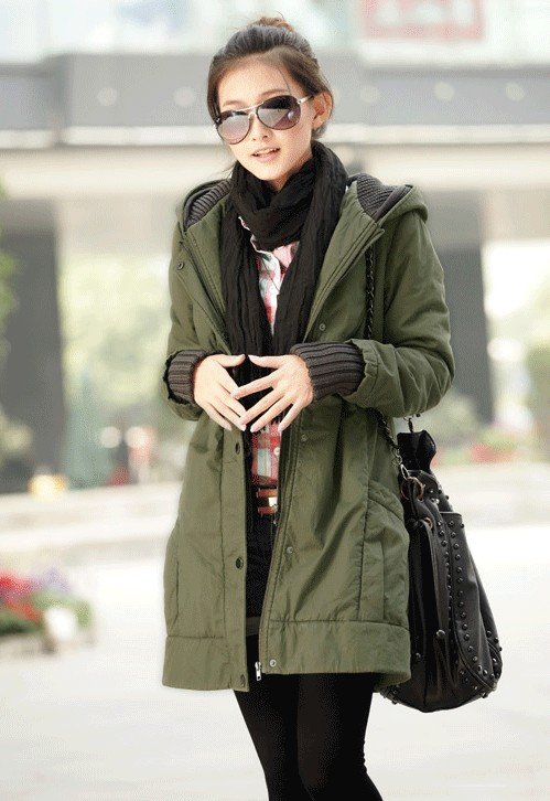 free shipping ! Winter han army green upset quilted jacket, tools, large size of women cotton-padded jacket coat