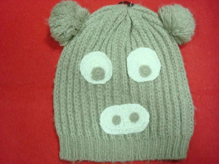 Free shipping,Winter knitting cartoon animals image lady's warm lovely set of head hat1018-1