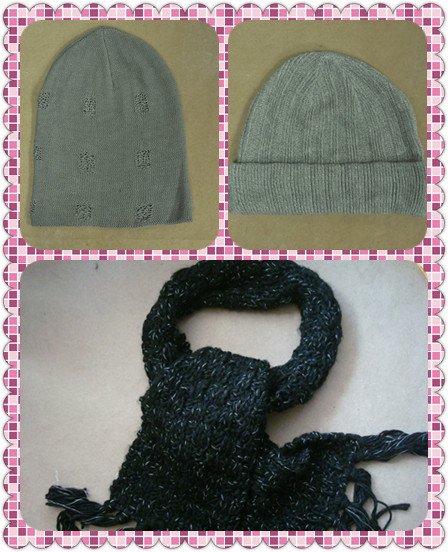 Free shipping,Winter knitting wool bright silk scarf set of head warm hat