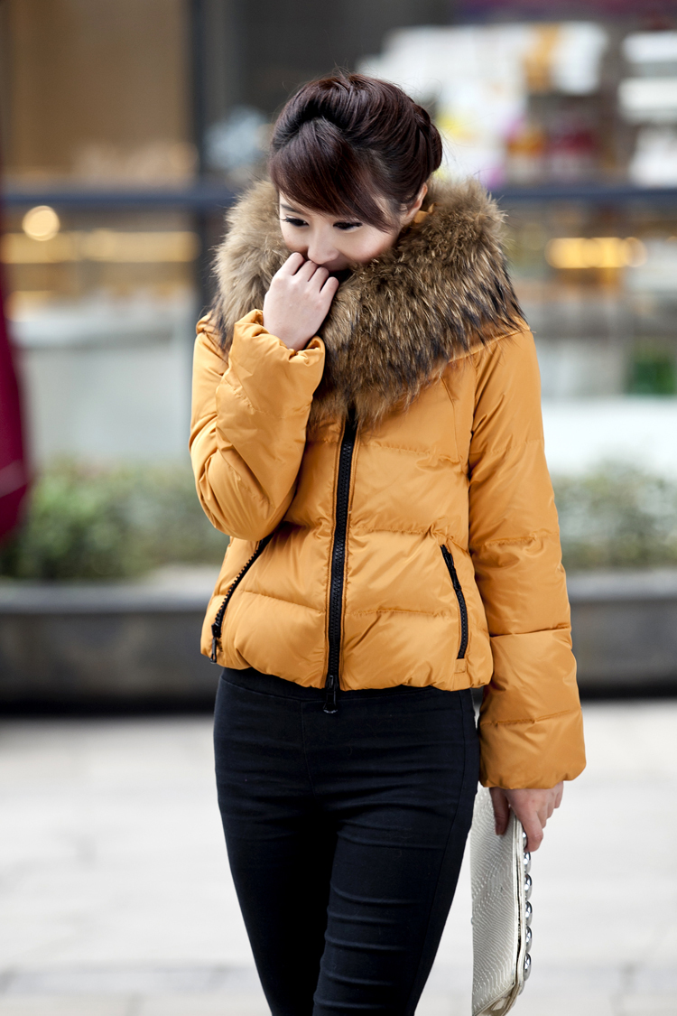 Free shipping!Winter large raccoon fur women's short design down coat jacket winter