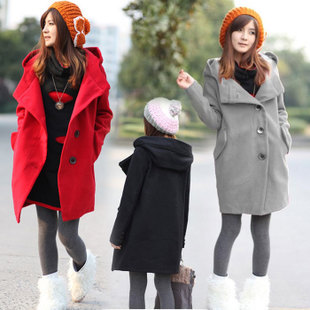 Free shipping  winter maternity clothing large lapel with a hood trench maternity coat hoody outerwear FC118
