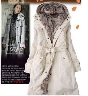 FREE SHIPPING Winter outerwear 2012  slim wool liner thickening women's trench female overcoat wadded jacket