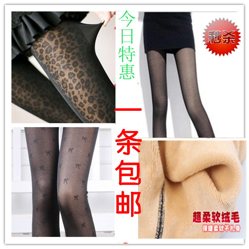 free shipping Winter plus velvet thickening legging female meat stockings polka dot pantyhose thermal socks