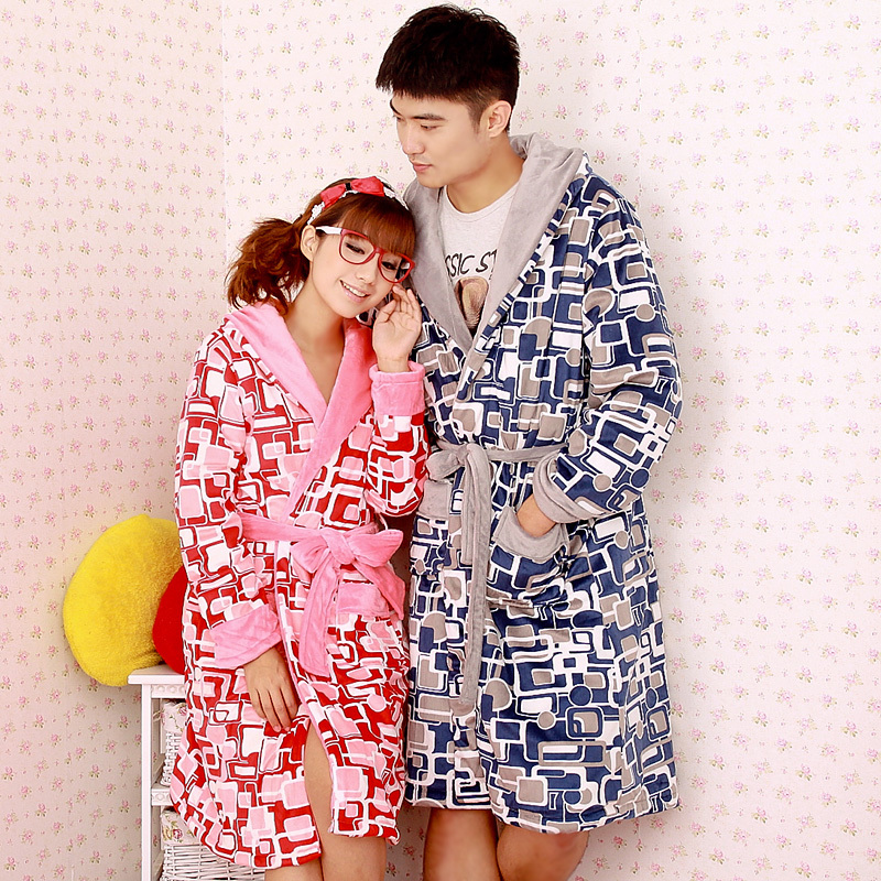 Free Shipping Winter super soft a35 thickening thermal cotton-padded elegant noble lovers robe derlook theses Wholesale price