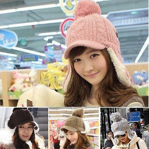 Free Shipping Winter thermal benn knitted hat large sphere aircraft cap ear protector cap lei feng hat female