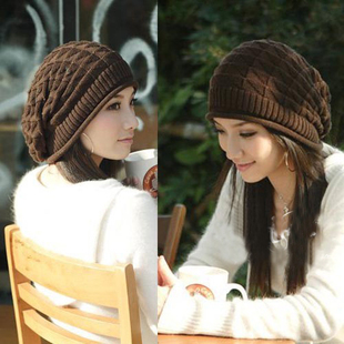 Free shipping, Winter thermal check cap trigonometric dimond plaid knitted hat knitted hat piles of hat