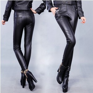 Free shipping,winter thicken plus cashmere leggings, faux leather leggings, stitching leather pants female trousers boots pants