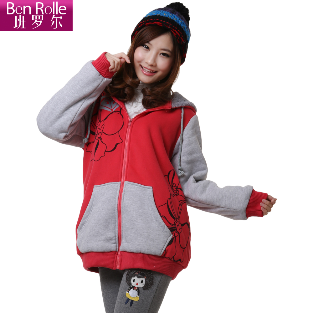 Free shipping  winter thickening coral fleece thermal sweatshirt maternity wadded jacket autumn and winter top outerwear
