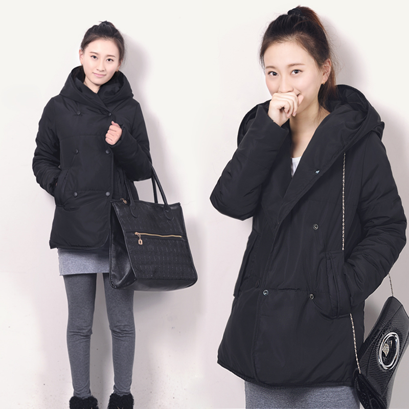 free shipping Winter wadded jacket women's medium-long thickening with hood cotton-padded jacket cotton-padded jacket outerwear
